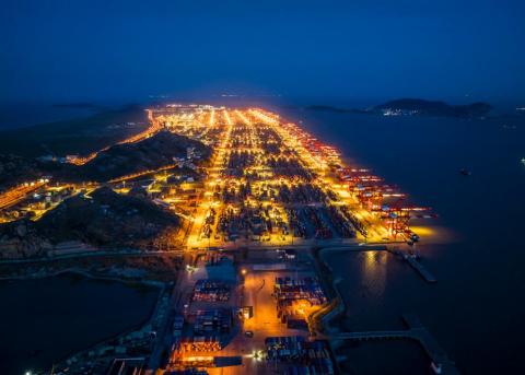 shipyard at night