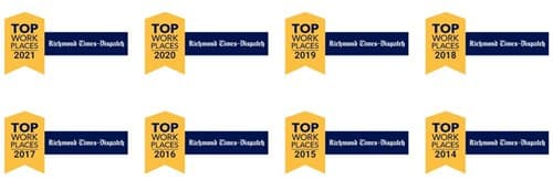 previous top work places awards